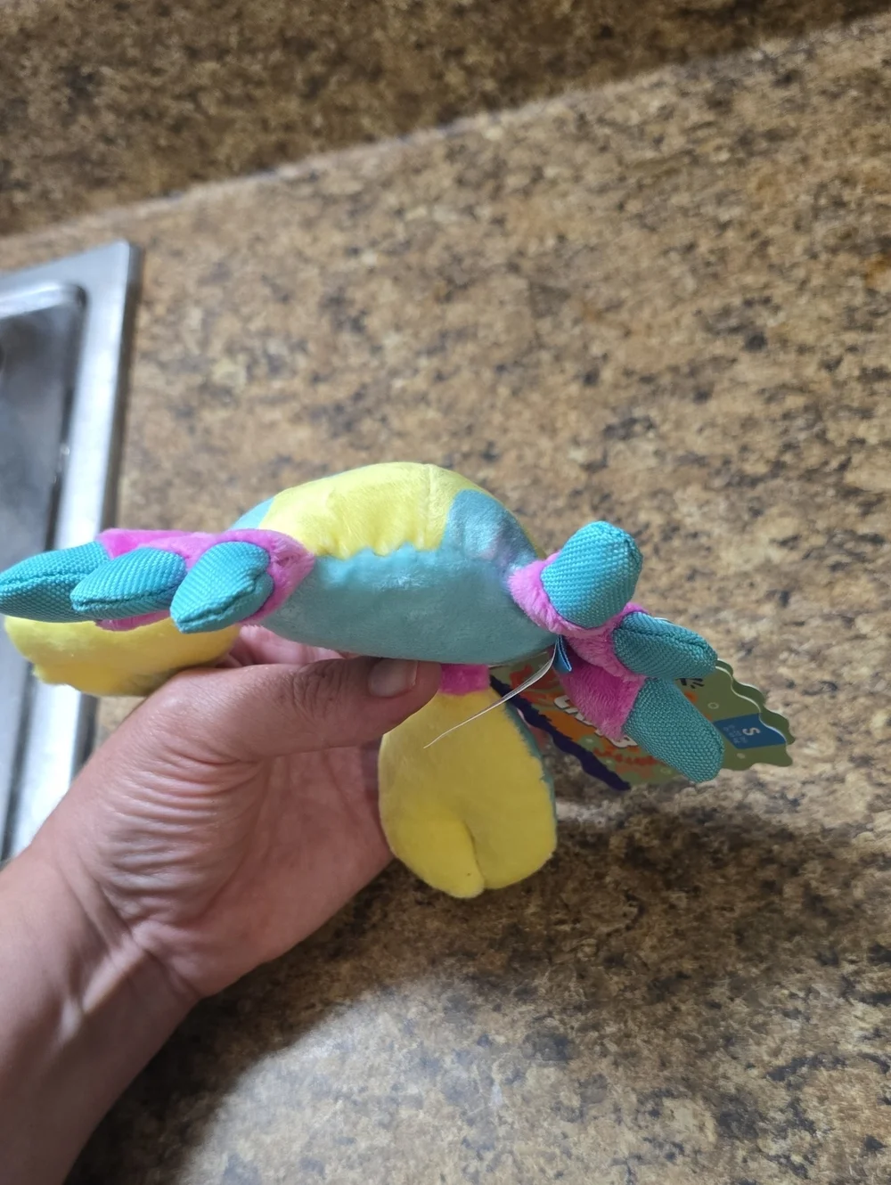 Bark Yellow, Blue, Pink Plush Moe The‎ Mosaic Crab Dog Toy NWT SMALL 0-20 Pounds